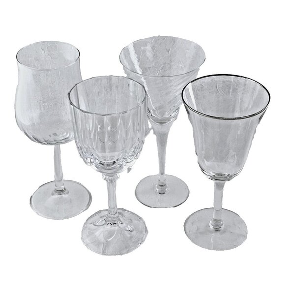 4 Mismatched Vintage Wine Glassware Collection etched mixed cocktail glasses0707 - Picture 1 of 11